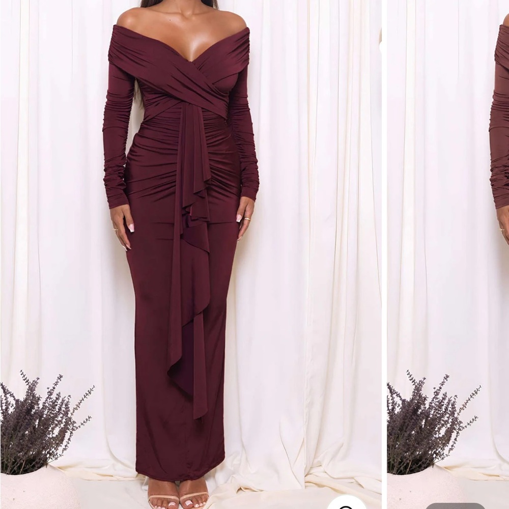 Chic Off-Shoulder Burgundy Dress